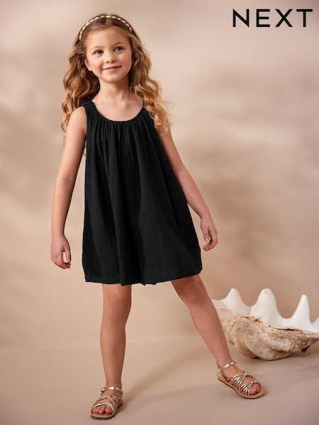 črna - 100% Cotton Playsuit (3-16yrs) (N16699) | € 9 - € 12