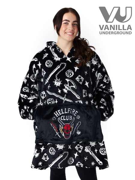 Vanilla Underground Black Stranger Things Adult Blanket Hoodie (N16747) | €77