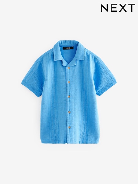 Cobalt Blue Print Short Sleeve Textured Shirt (3-16yrs) (N16785) | €4 - €5