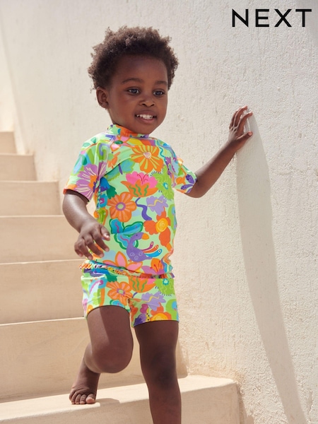 Lime Green Tropical Sunsafe Swim Set (3mths-7yrs) (N16789) | €8 - €10