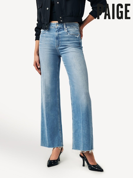 Paige Blue Anessa Raw Hem Wide Leg Jeans (N16862) | AED800