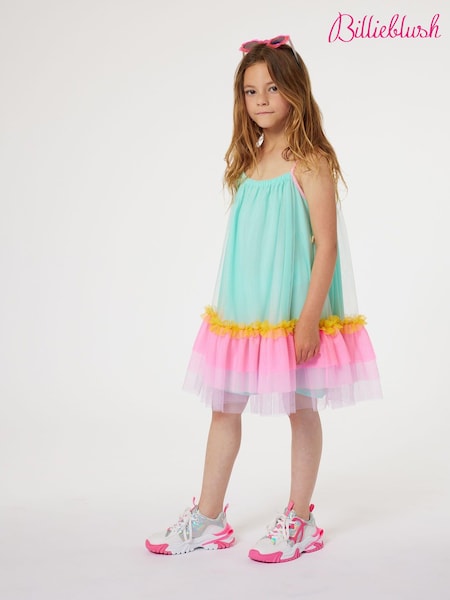 Billieblush Green Sleeveless Dress With Rainbow Mesh Tutu (N16926) | €37