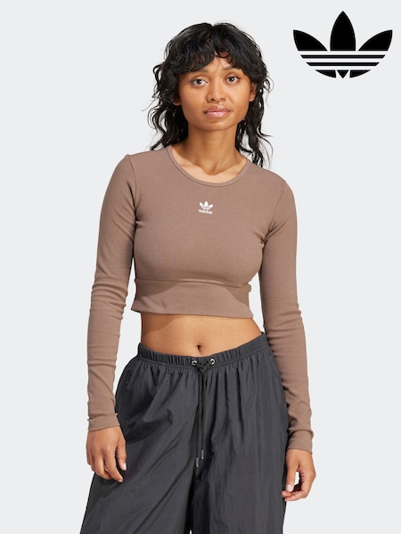 adidas Originals Essentials Rib Long Sleeve Brown Top (N16982) | €17.50