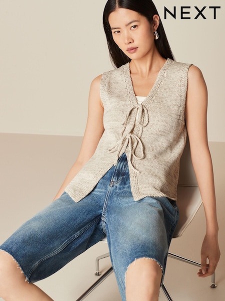 Neutral Tie Front Knitted Waistcoat (N17105) | €16.50