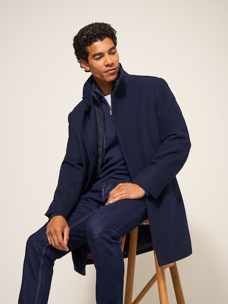 White Stuff Blue Horsholm Wool Funnel Coat (N17138) | €114