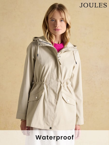 Beige - Joules Portwell waterdichte regenjas met capuchon (N17262) | € 136