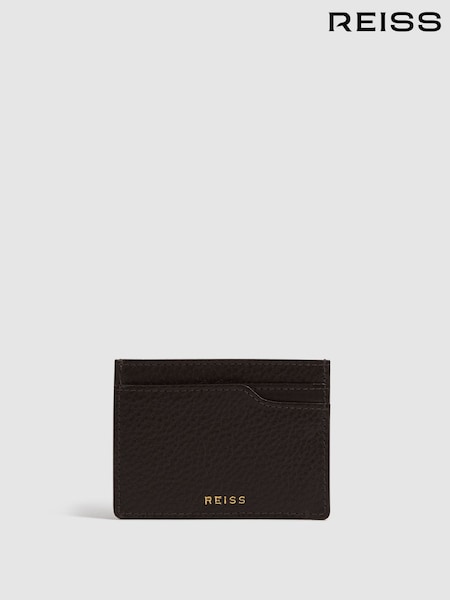 Reiss Chocolate Cabot Leather Card Holder (N17281) | €44
