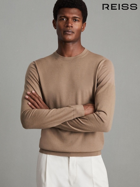 Reiss Camel Wessex Merino Wool Crew Neck Jumper (N17304) | €55