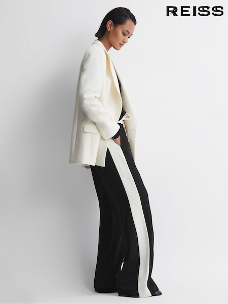 Reiss Black May Wide Petite Wide Leg Contrast Stripe Drawstring Trousers (N17310) | kr2 767