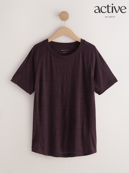 Burgundy Red - Active Crew Neck Lightweight Short Sleeve T-shirt