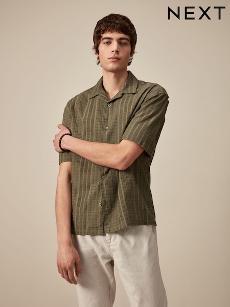 Green 100% Cotton Broderie Short Sleeve Shirt (N17327) | LEI 139