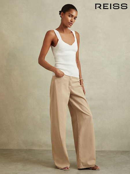 Reiss White Dani Sweetheart Neck Top (N17351) | €134