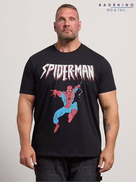 Черный - Regular Badrhino Big & Tall Spiderman T-shirt
