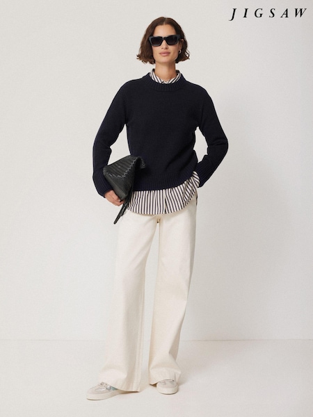 Jigsaw Blue Wool Cashmere Blend Jumper (N17613) | €126
