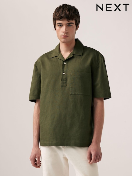 Verde - Linen Blend Short Sleeve Shirt (N17786) | 111 LEI