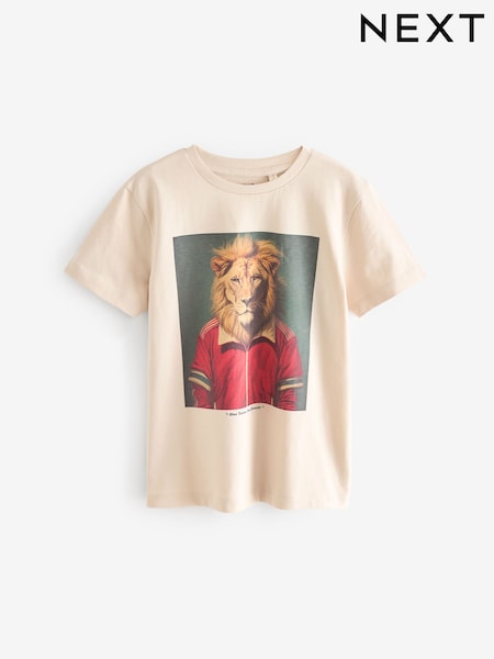 Stone Football Lion 100% Cotton Short Sleeve Graphic T-Shirt (3-16yrs) (N17911) | € 7 - € 9