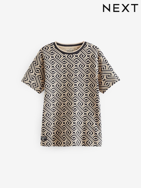 Črna/bež verižica - All-Over Print Short Sleeves 100% Cotton T-Shirt (3-16yrs) (N17912) | € 7 - € 9