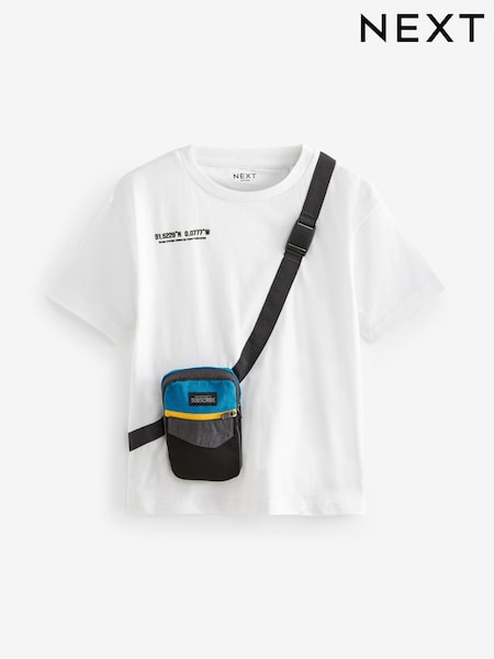 White Phone Bag Pocket Short Sleeve 100% Cotton T-Shirt (3-16yrs) (N17940) | AED39 - AED49