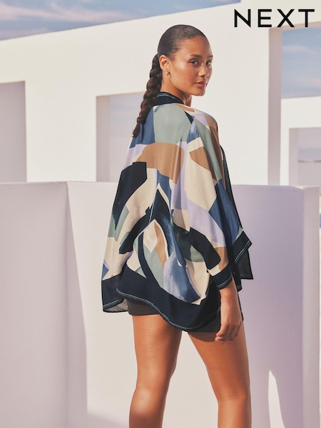 Blue Geo Short Kimono Cover-Up (N18024) | €23.50