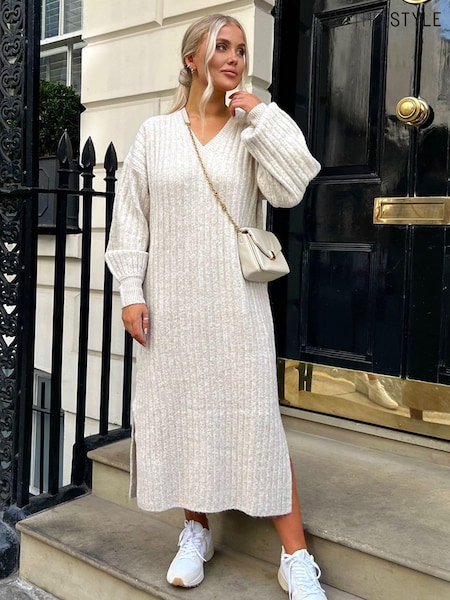 In The Style Grey Gemma Louise Miles V-Neck Knitted Midaxi Dress (N18030) | €27