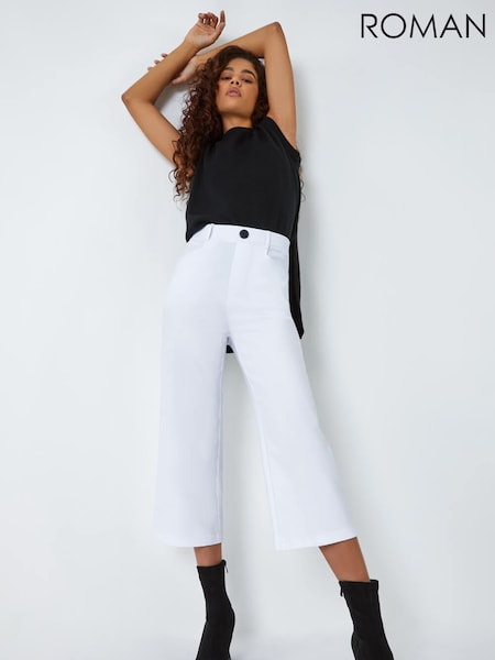 Roman White Cropped Stretch Culottes (N18096) | 1,923 UAH