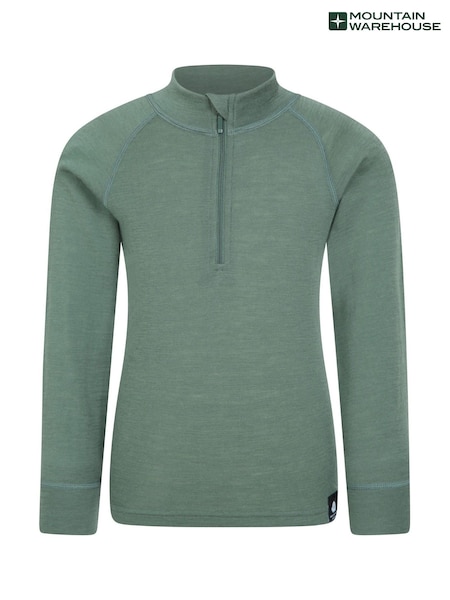Mountain Warehouse Green Kids Merino Half Zip Thermal Top (N18183) | R$ 205