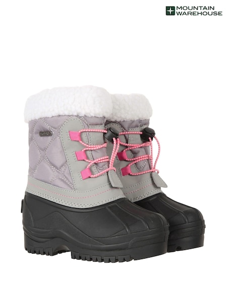 Mountain Warehouse Grey Arctic Junior Waterproof Fleece Lined Adaptive Snow Boots (N18228) | AED74