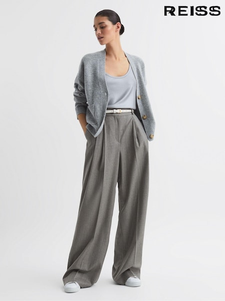 Reiss Otis Wool Blend Pinstripe Wide Leg Trousers (N18473) | ‏1,426 د.إ.‏