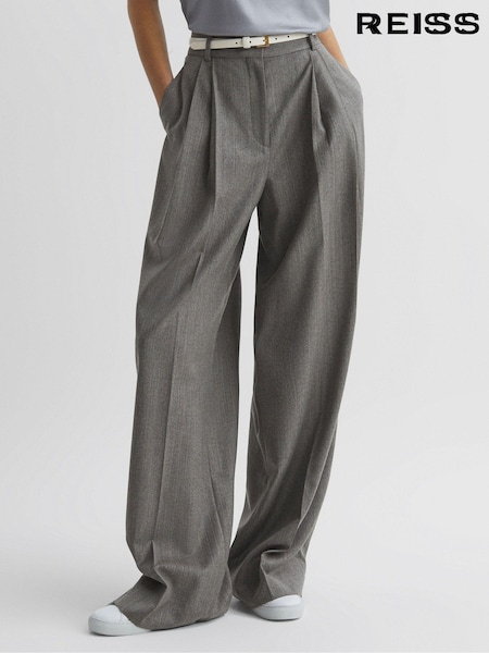 Reiss Otis Wool Blend Pinstripe Wide Leg Trousers (N18474) | ¥ 47,970