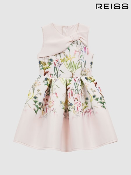 Reiss Green Emily 9-14 yrs Scuba Floral Printed Dress (N18486) | €82