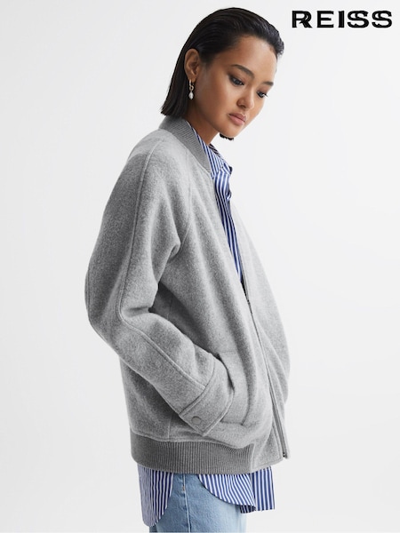 Reiss Charcoal Penelope Wool Bomber Jacket (N18487) | €499