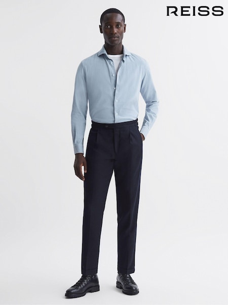 Reiss Soft Blue Vincy Corduroy Cutaway Collar Shirt (N18489) | €129