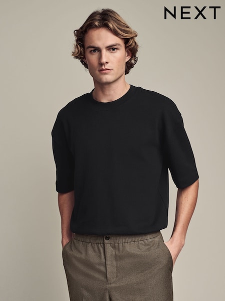 Black Relaxed Fit Smart Soft Touch Heavyweight T-Shirt (N18564) | €12