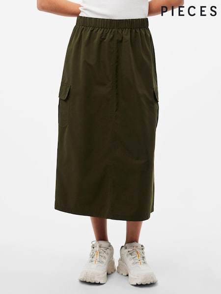 PIECES Green Midi Cargo Skirt (N18822) | €19