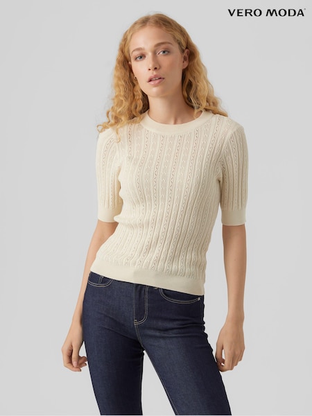VERO MODA Puff Sleeve Pointelle Jumper (N18827) | 100 LEI