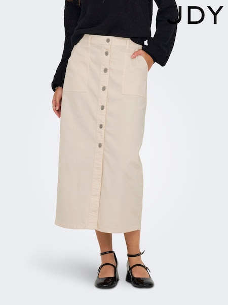 JDY Cream Button Front Denim Midi Skirt (N18828) | €21