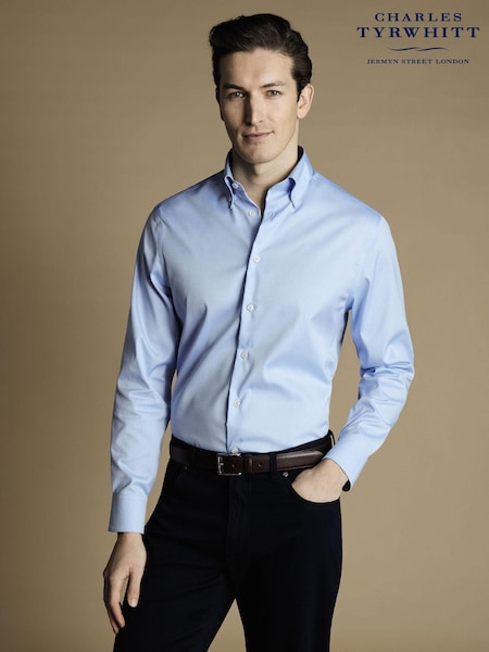 Charles Tyrwhitt Non-iron Button Down Oxford Slim Fit 100% Cotton Shirt (N18837) | ‏352‏₪