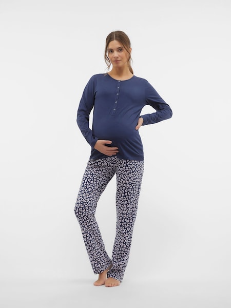 Mamalicious Maternity Button Front Pyjamas Set With Nursing Function (N18841) | 158 LEI