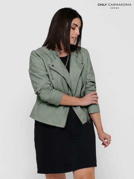 ONLY Curve Green Collarless Biker Jacket (N18842) | €27