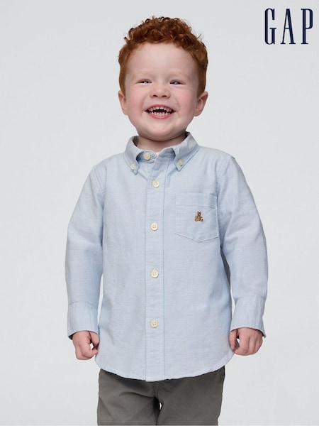 Sininen - Gap Organic Cotton Long Sleeve Oxford Shirt (6mths-5yrs) (N18896) | €25