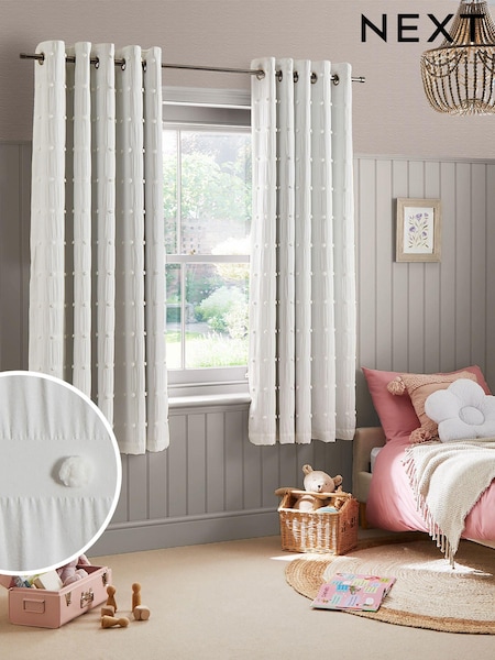 Bobble Pom Eyelet Blackout Curtains (N18998) | ‏166‏₪ - ‏272‏ ₪