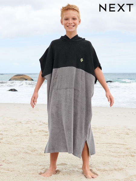Black Colourblock Towelling Cover-Up (3-16yrs) (N1H419) | €10 - €13