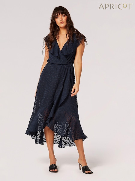 Apricot Blue Clouds Ruffle Faux Wrap Dress (N20025) | €21.50