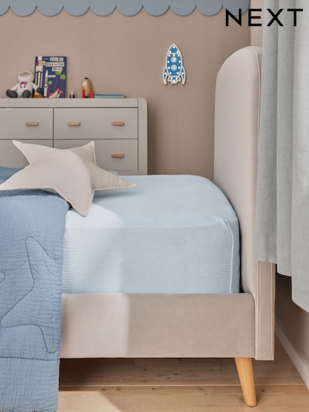 Blue 100% Cotton Muslin Fitted Sheet (N20055) | €22 - €32