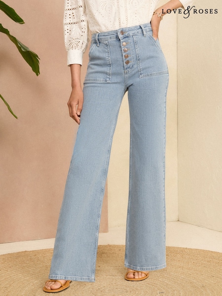 Love & Roses Button Fly Wide Leg jeans (N20060) | 217 LEI