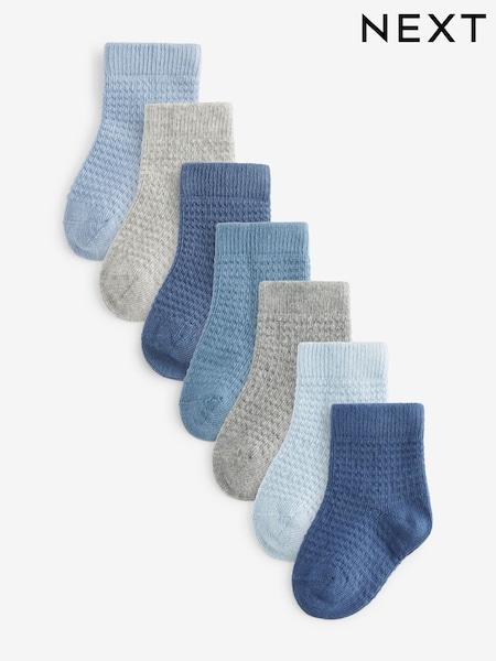 כחול/אפור - 7 Pack Baby Socks (0mths-2yrs) (N20138) | ‏34‏₪