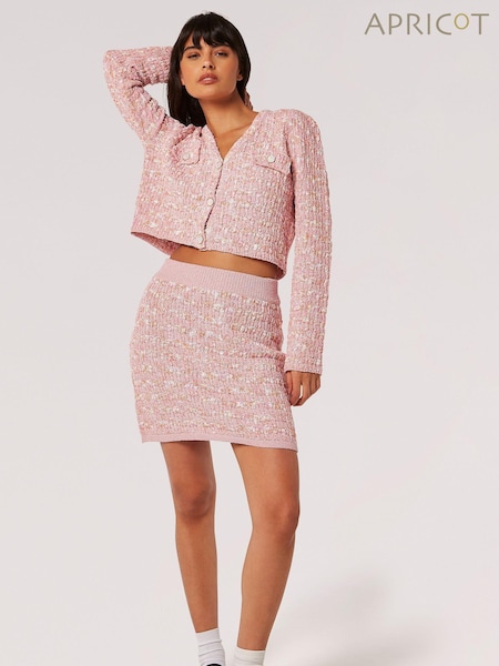 Apricot Pink Textured Check Mini Skirt (N20203) | €21.50