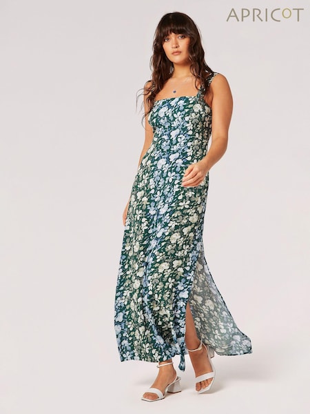 Apricot Green Floral Rose Ombre Camisole Maxi Dress (N20209) | €27