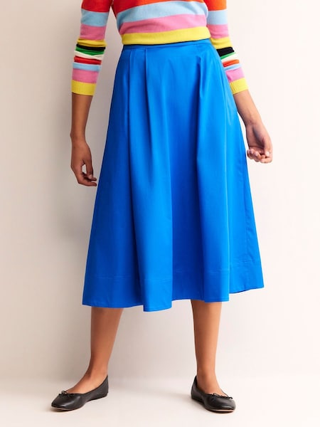 Boden Blue Petite Isabella Cotton Sateen Skirt (N20219) | 210 QAR
