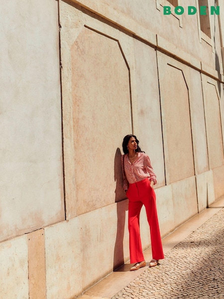 Boden Red Dark Petite Westbourne Ponte Trousers (N20236) | €123